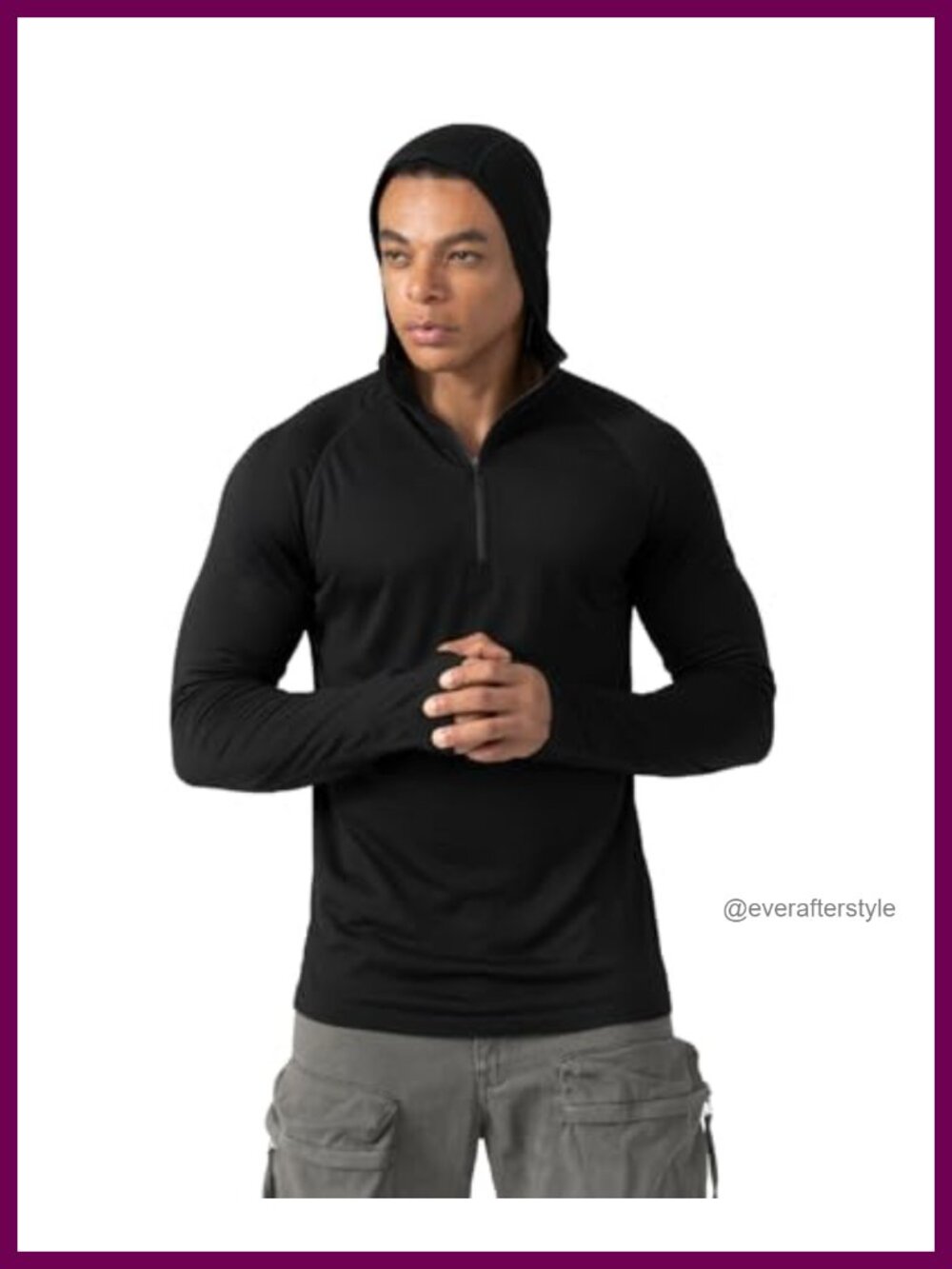 100% Merino Wool Quarter Zip Hoodie Base Layer Midweight Thermal